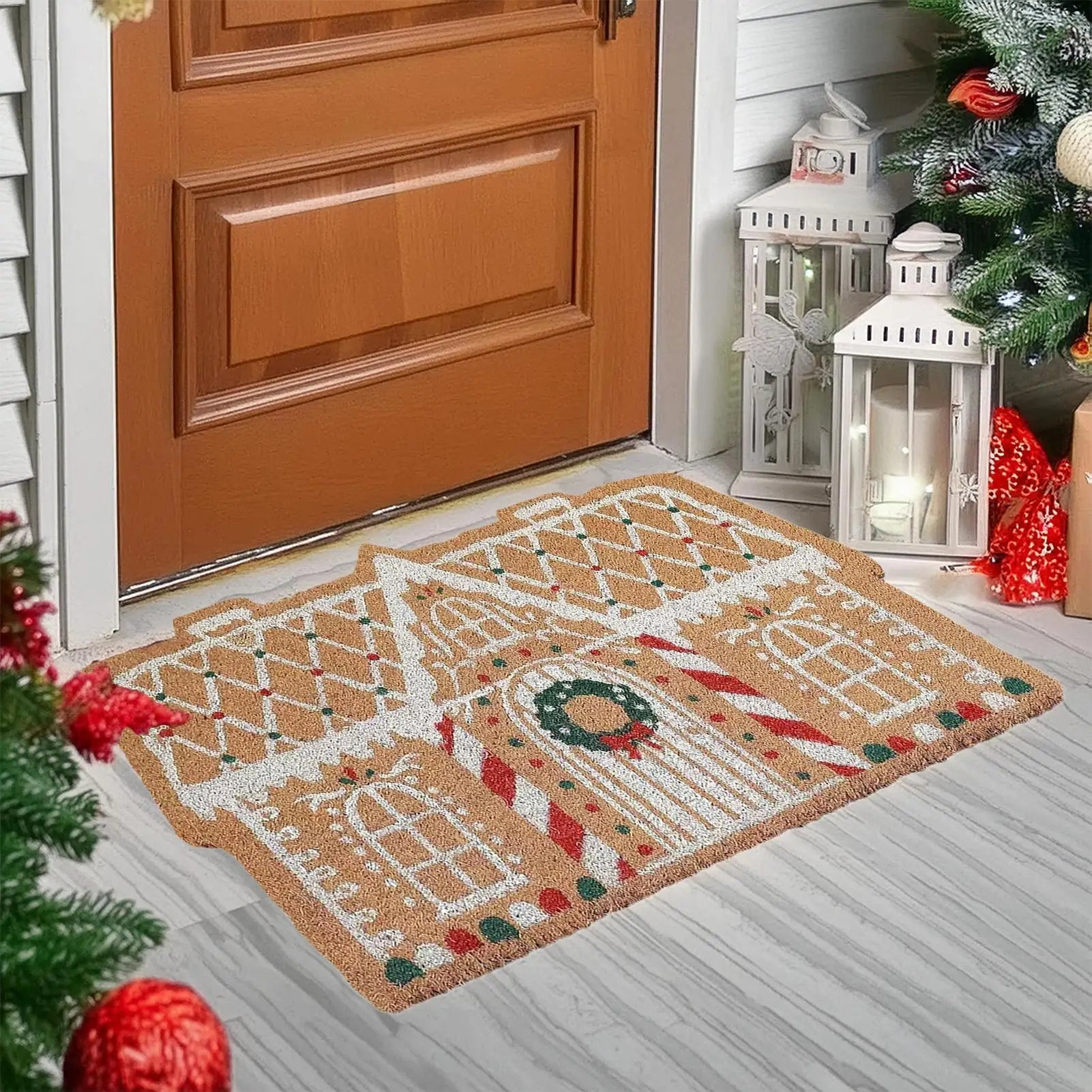 Maliben | Christmas Doormat Imitation Cashmere Non-Slip Rug