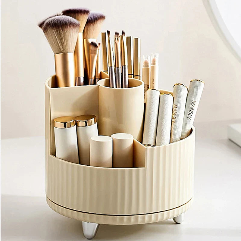 Maliben | Clearlyn Spinbox Rotatable Make-Up Organizer Made Of Plastic | Cosmetic Box With Compartments | 360° Rotating & Space-Saving | Acrylic Look