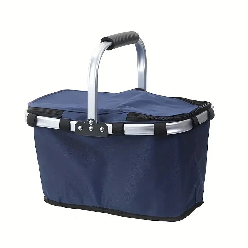Maliben | Thermatrip Folding Basket | Insulated Picnic Basket With Aluminum Foil & Carry Handle | 3-Fold Foldable | For Outing, Park, Shopping & Travel
