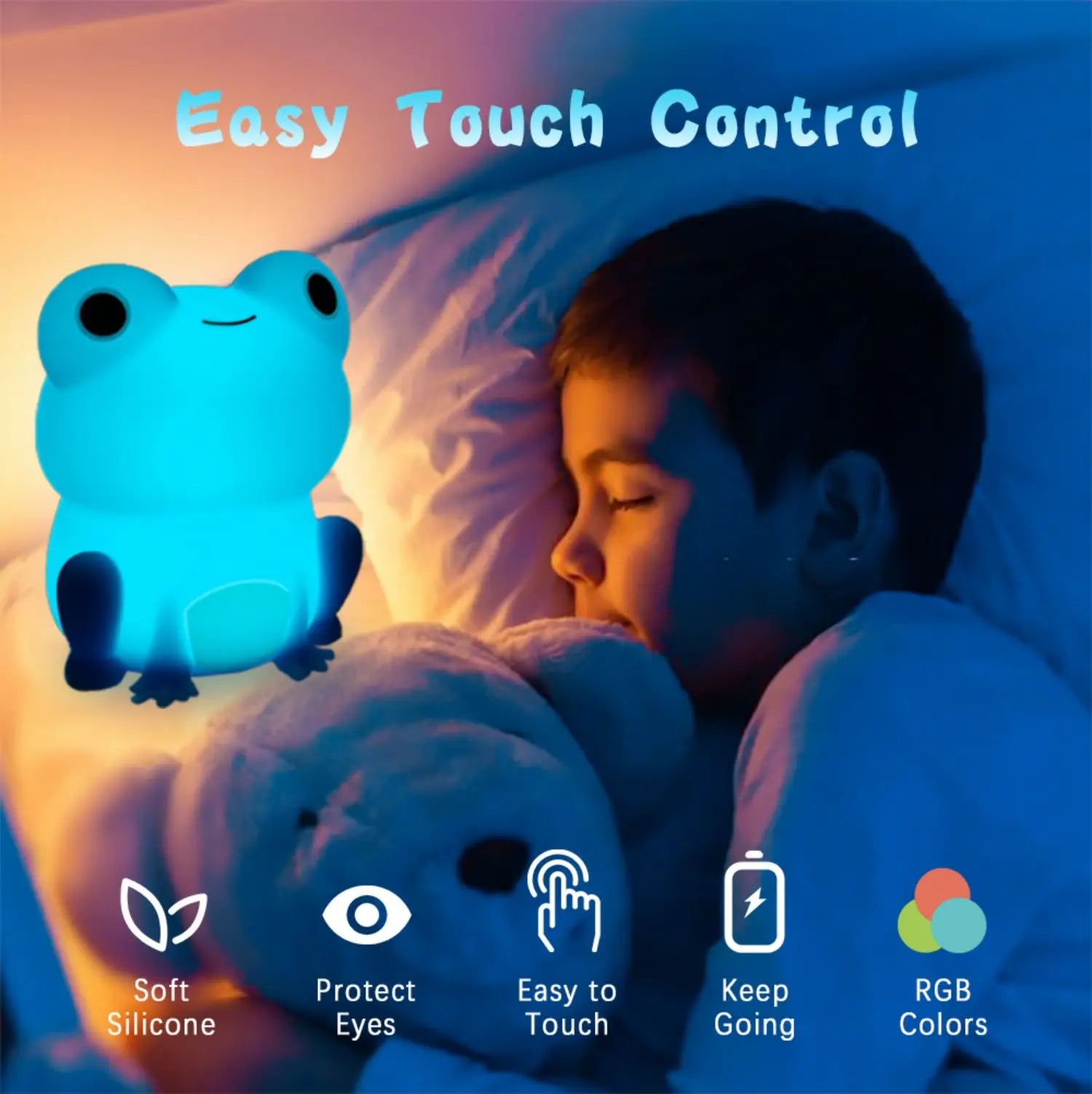 Maliben | Lumofrosch Kids Night Light Frog | Soft Silicone | Color Changing & Timer | Rechargeable