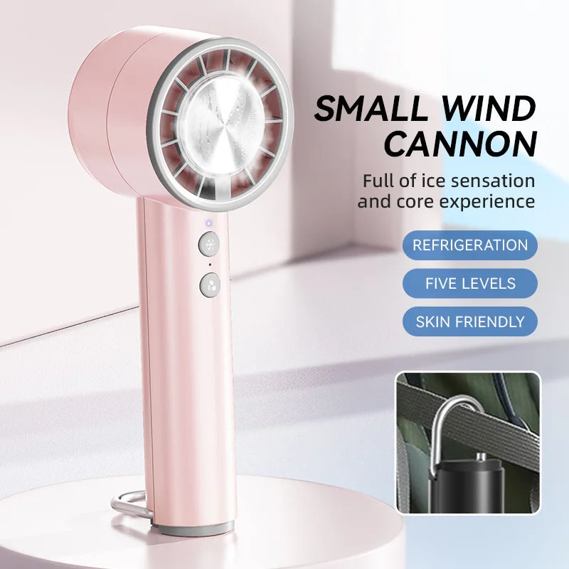 Maliben | Brisano Aircool Mini Hand Fan With Cooling Function | 5 Speeds | Led Display & Usb Charging | Quiet & Portable | For Travel, Office & Outdoor