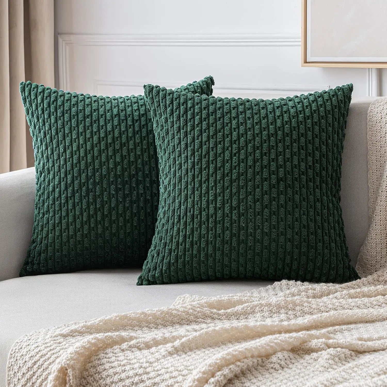 Maliben | Soft Ribbed Velvet Decorative Pillow With Stripes In Boho Style For Sofa And Bed
