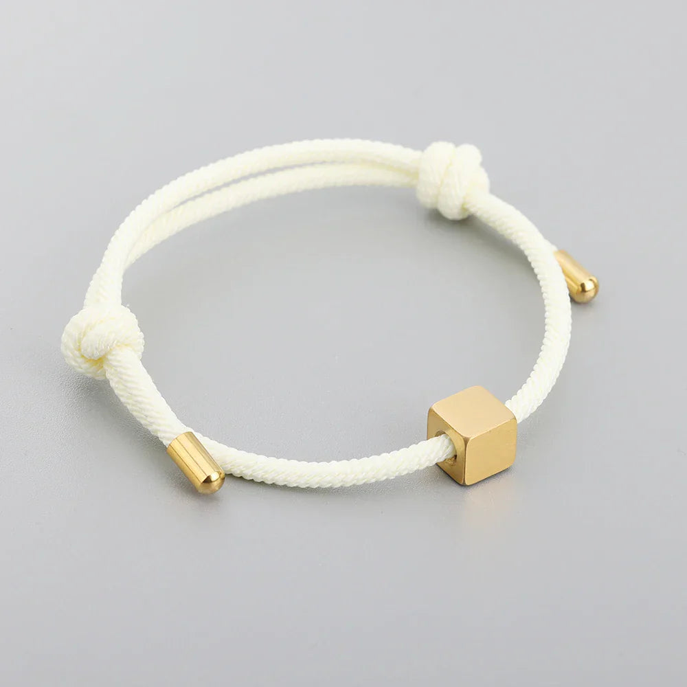Maliben | Adjustable Couples Box Letter Initial Bracelets