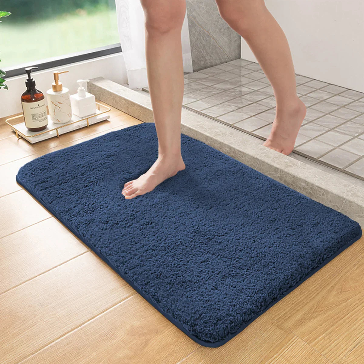 Maliben | Long-Haired Non-Slip Bath Mat With Absorbent Properties For Shower And Toilet Floor