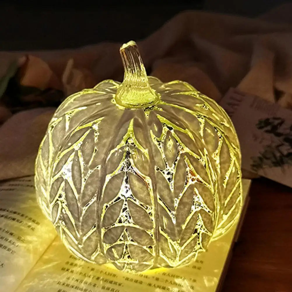 Maliben | Aurelia Glow Glass Pumpkin Decoration | Starry Sky Design | Led & Timer Function | Autumn & Halloween