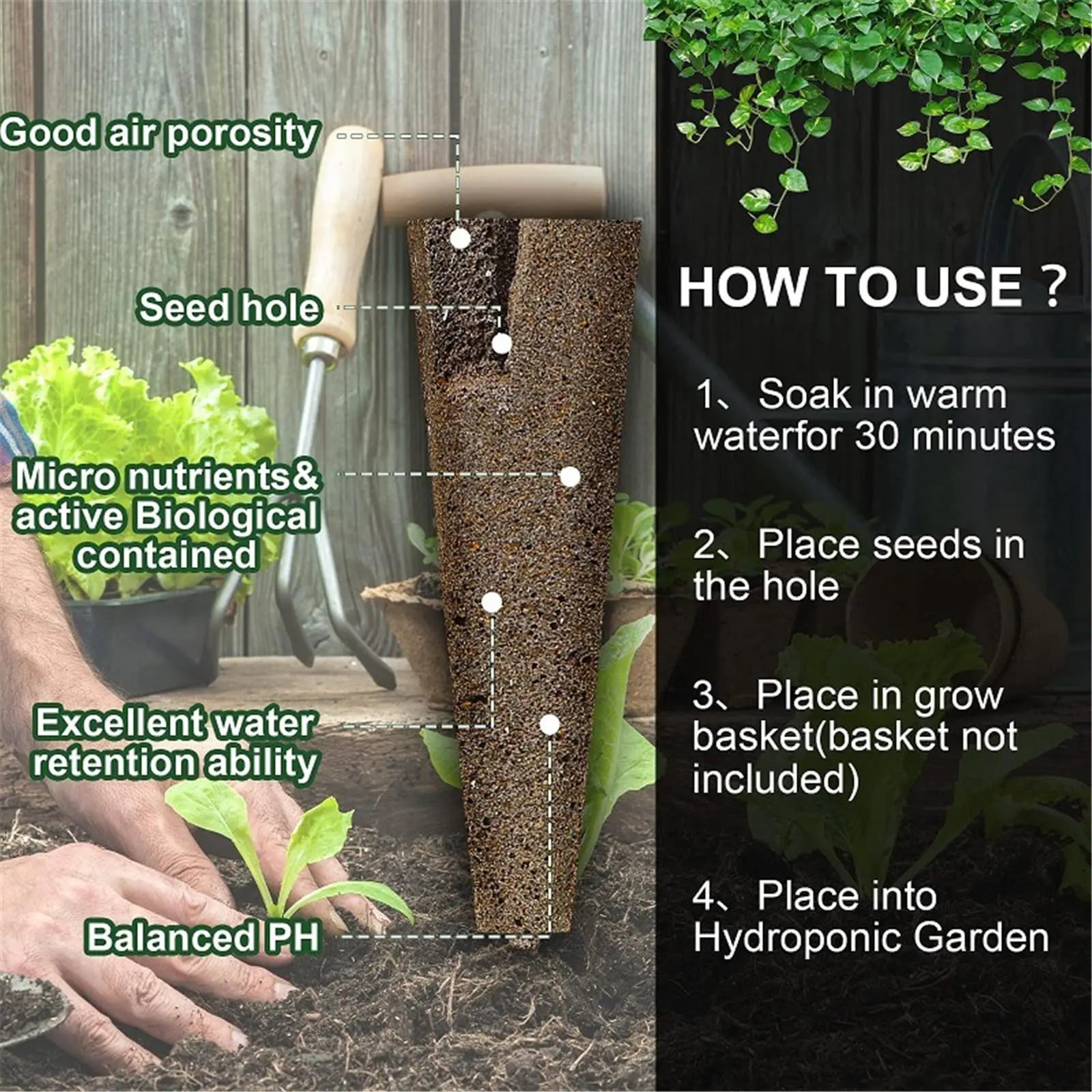 Maliben | Hydroleaf Hydroponics Starter Set 120 Pieces | With Baskets, Sponges & Covers | For Indoor Gardening & Cultivation