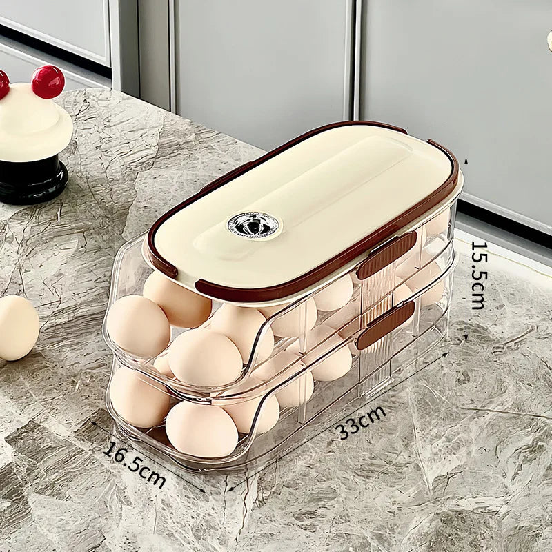 Maliben | Rollegg Max | Automatic Egg Holder For The Refrigerator | Stackable Egg Organizer Made Of Clear Plastic