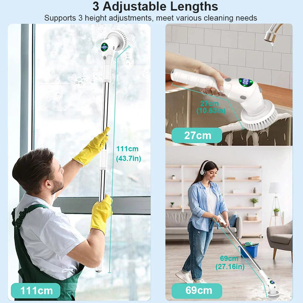 Maliben | SIngle Cleaning Solution: 8-in-1 Multifunctional Electric Cleaning Brush - Wireless And Rotating For Bathroom, Kitchen, Windows, And Toilet