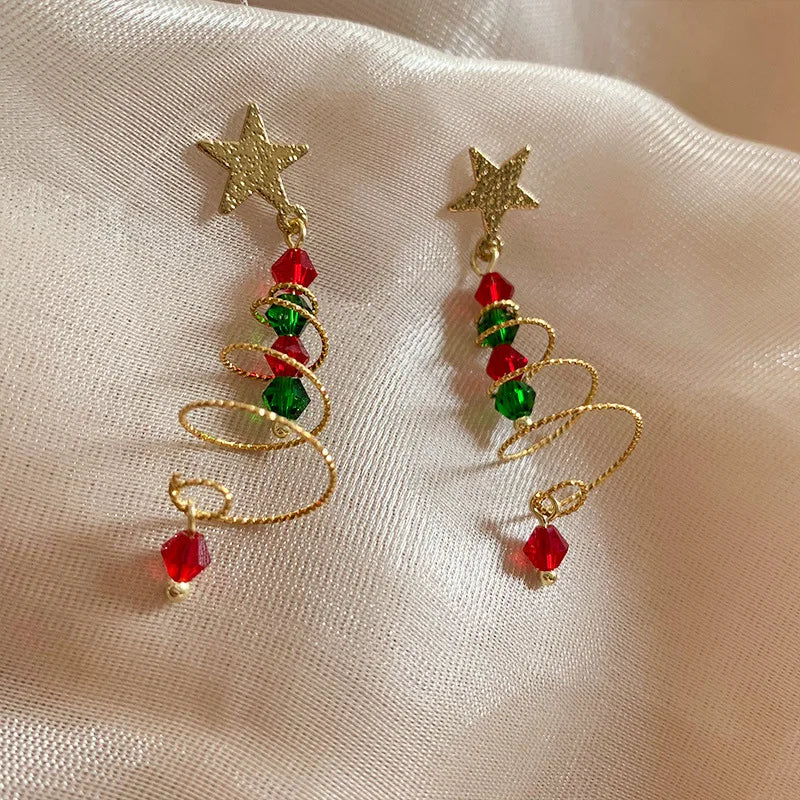 Maliben | Spiral Christmas Tree Dangle Earrings