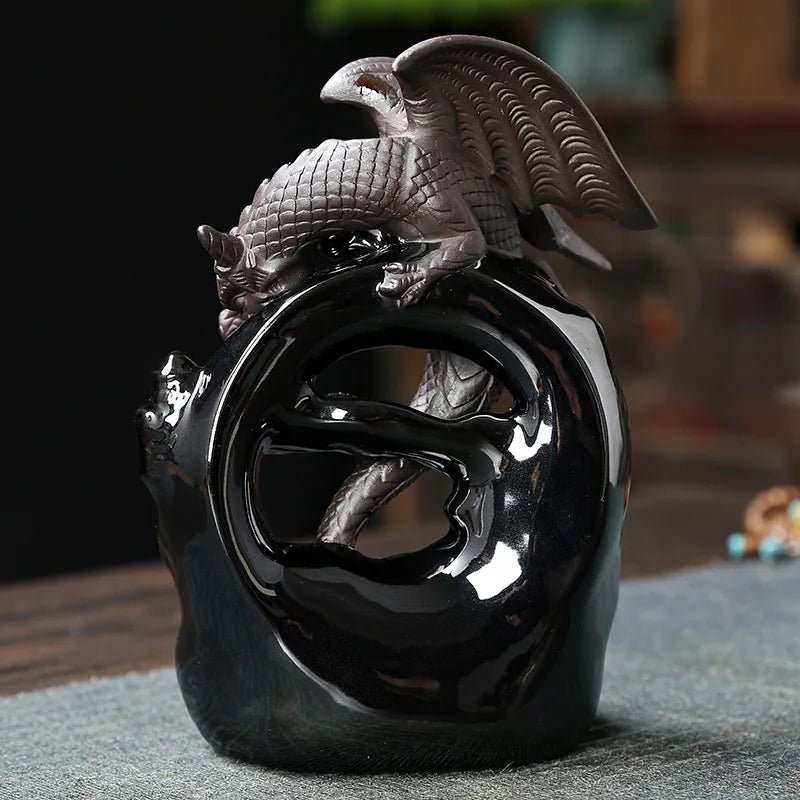 Maliben | Dracarys Ceramic Incense Holder | Backflow Design With Dragon | Vintage Decor | For Meditation & Aromatherapy