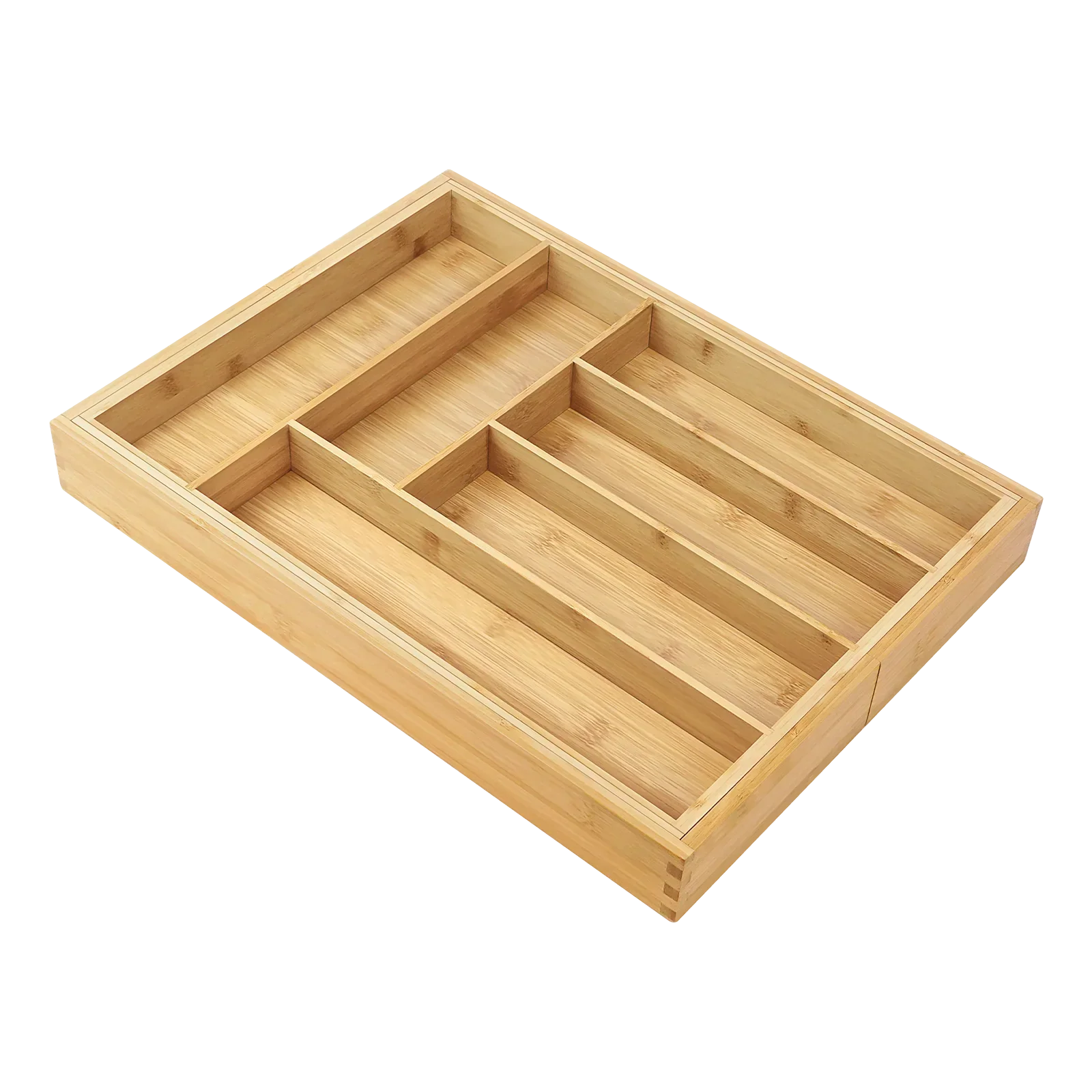 Maliben | Bambusio Cutlery Tray Made Of Bamboo | Expandable 32–52 Cm | 6–8 Compartments | Sustainable Drawer Insert For Kitchen, Bathroom & Office