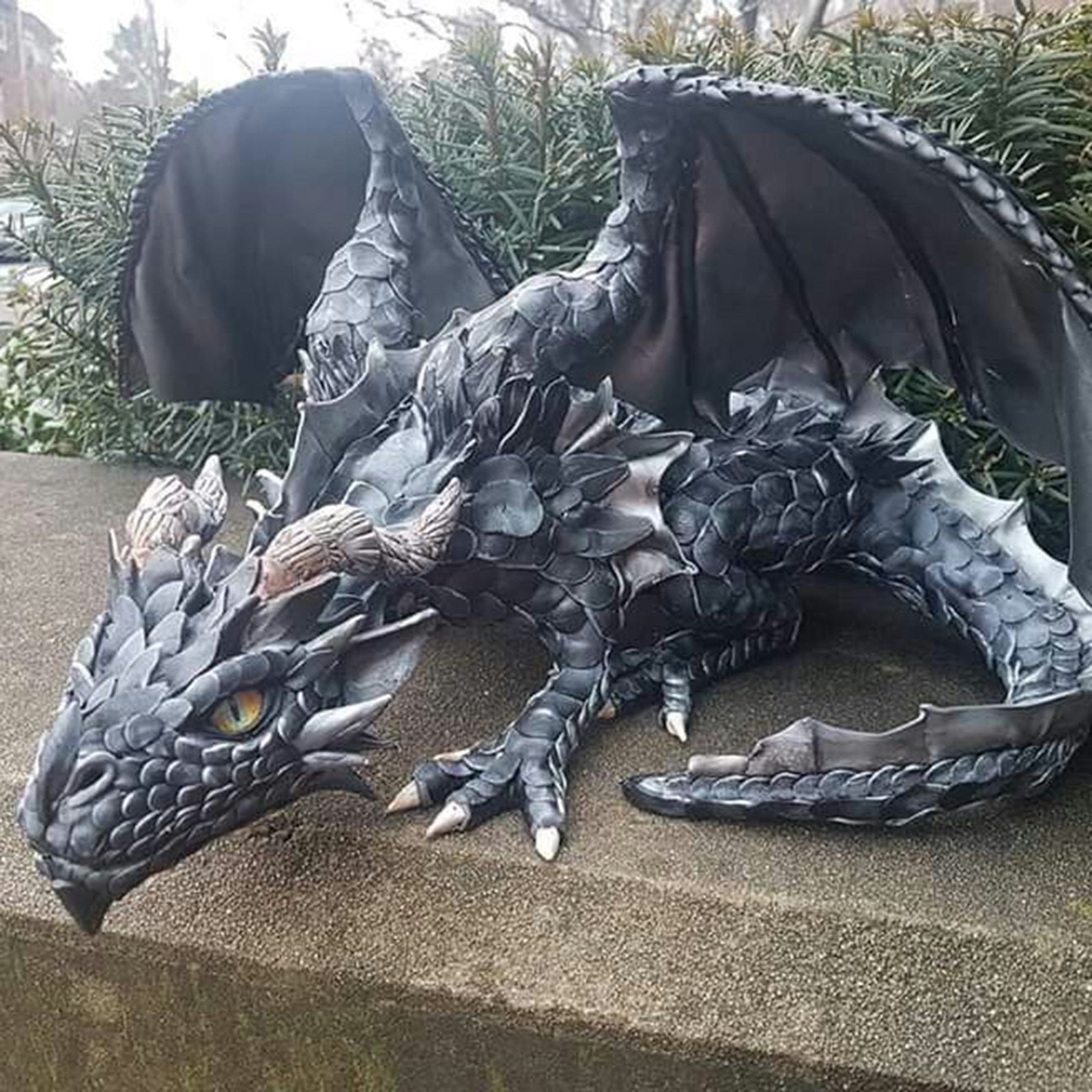 Maliben | Crouching Dragon Guardian Statue: Gothic Outdoor Decoration