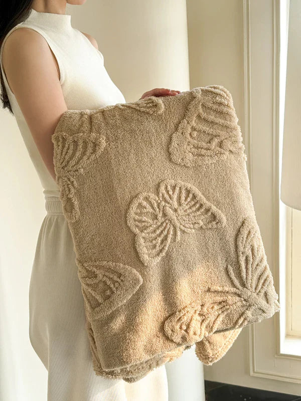 Maliben | Fleurière Flannel Blanket | 3d Butterfly Design | Soft & Warming | For Bed, Sofa & Camping