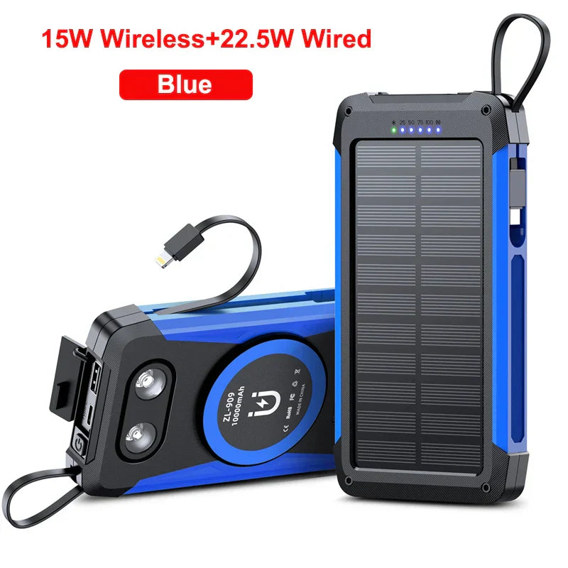 Maliben | Voltaris Magcharge Solar Powerbank 10000mah | Magnetic Wireless Charging | 22.5w Fast Charging Function | With Cable & Flashlight | For Iphone, Samsung & Co.