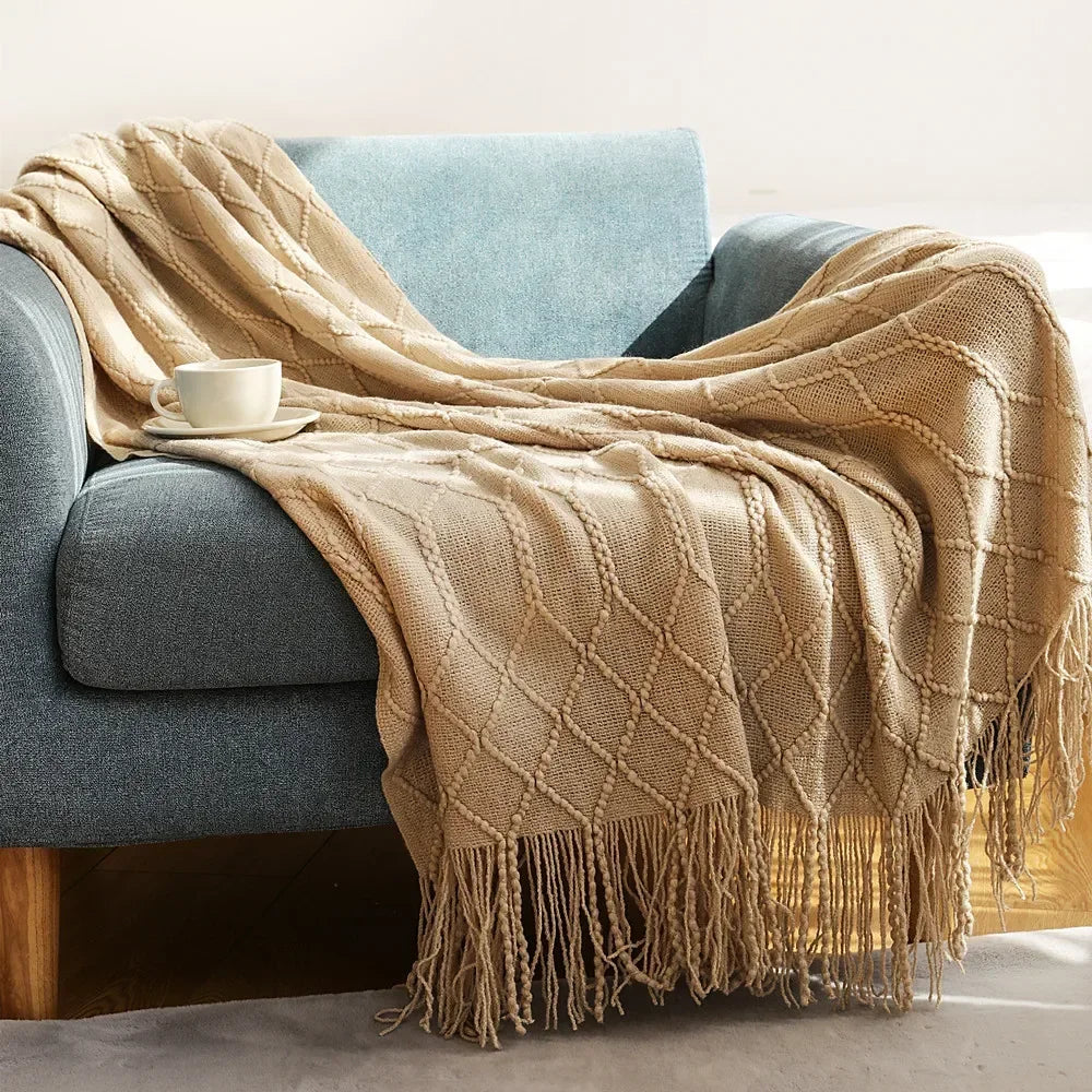Maliben Nordic Style Dick Knitted Blanket