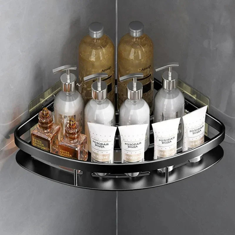 Maliben | Corner Holder Aluminum Wall Shelf – Space-Saving Bathroom Organizer بدون Drilling