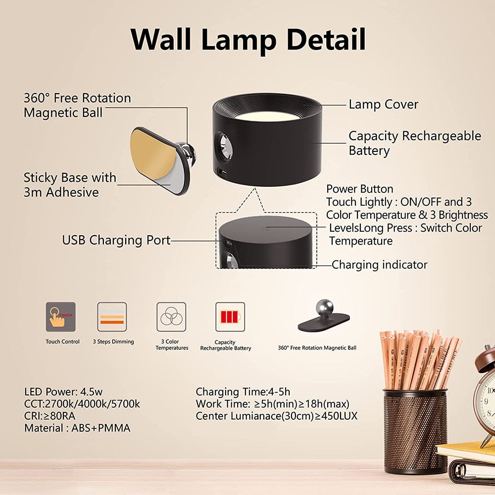 Maliben | Eco Glow Rechargeable Wall Lamp