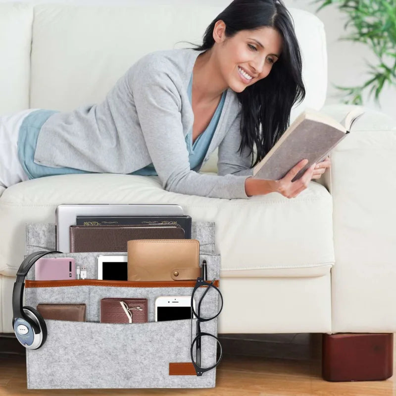 Maliben | Ordinest Felt Bed Organizer To Hang | Practical StOrage At Bed or Sofa | Hanging Bag For Tablet, Remote Control & Accessories