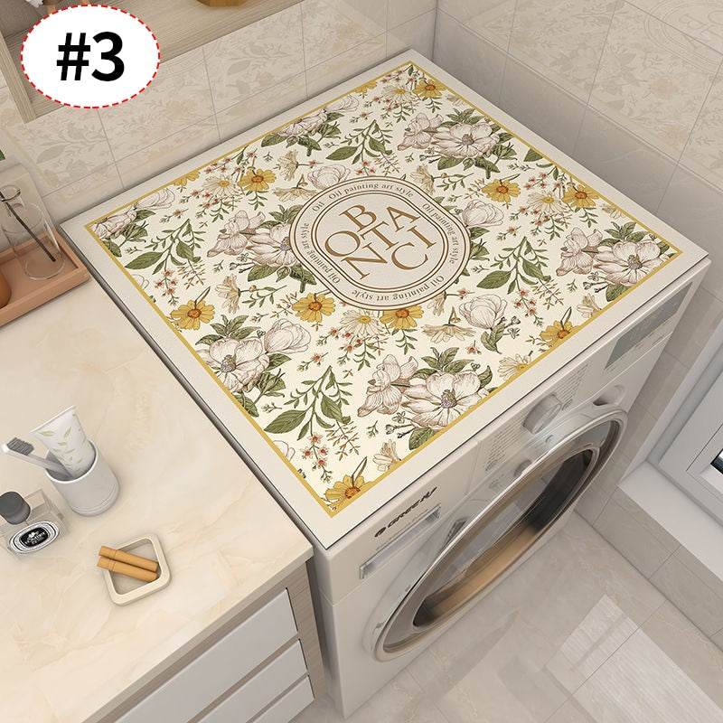 Maliben | Retro Floral Washing Machine Cover Drainer Mat