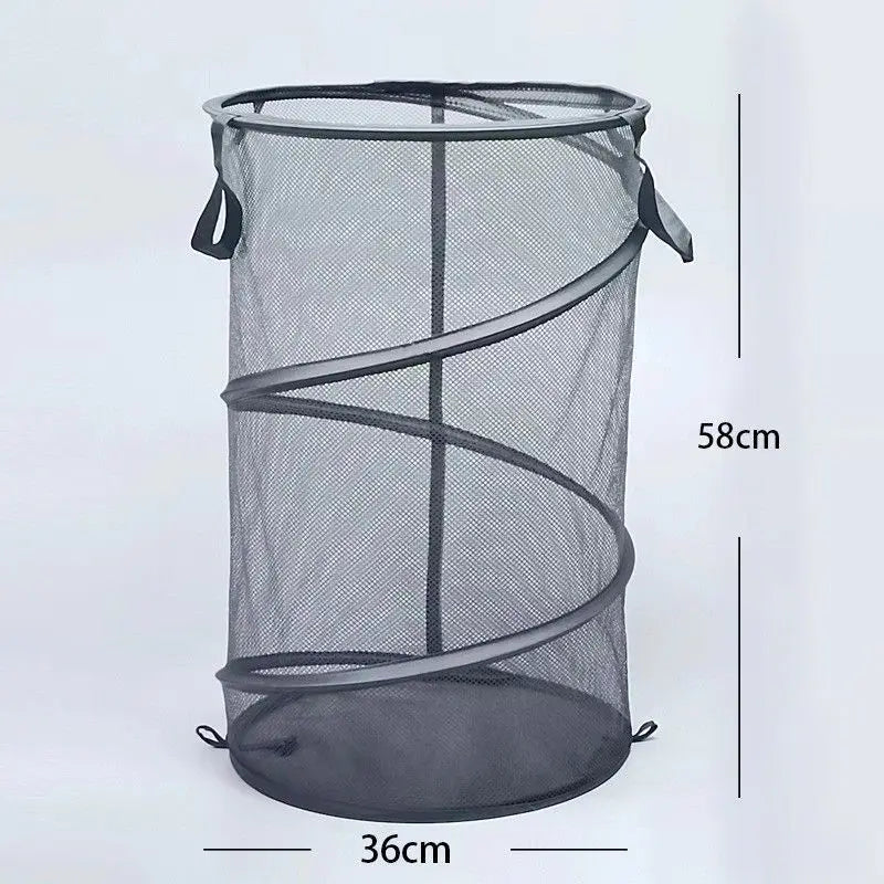 Maliben | Spirafold Laundry Basket | Foldable & Breathable | Mesh Design With Carry Handles | For Home, Bathroom & Student Apartment