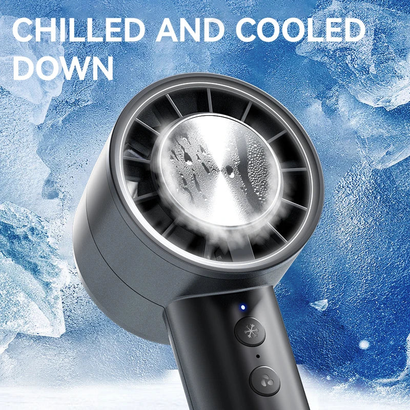 Maliben | Brisano Aircool Mini Hand Fan With Cooling Function | 5 Speeds | Led Display & Usb Charging | Quiet & Portable | For Travel, Office & Outdoor