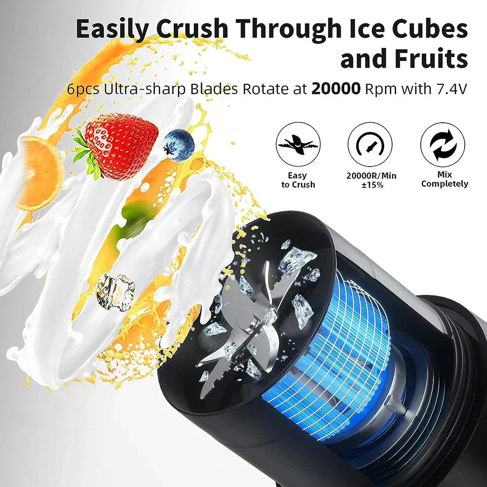 Maliben | Portable Juicer - Rechargeable Mini Mixer with 6 Sharp Blades for Shakes and Smoothies