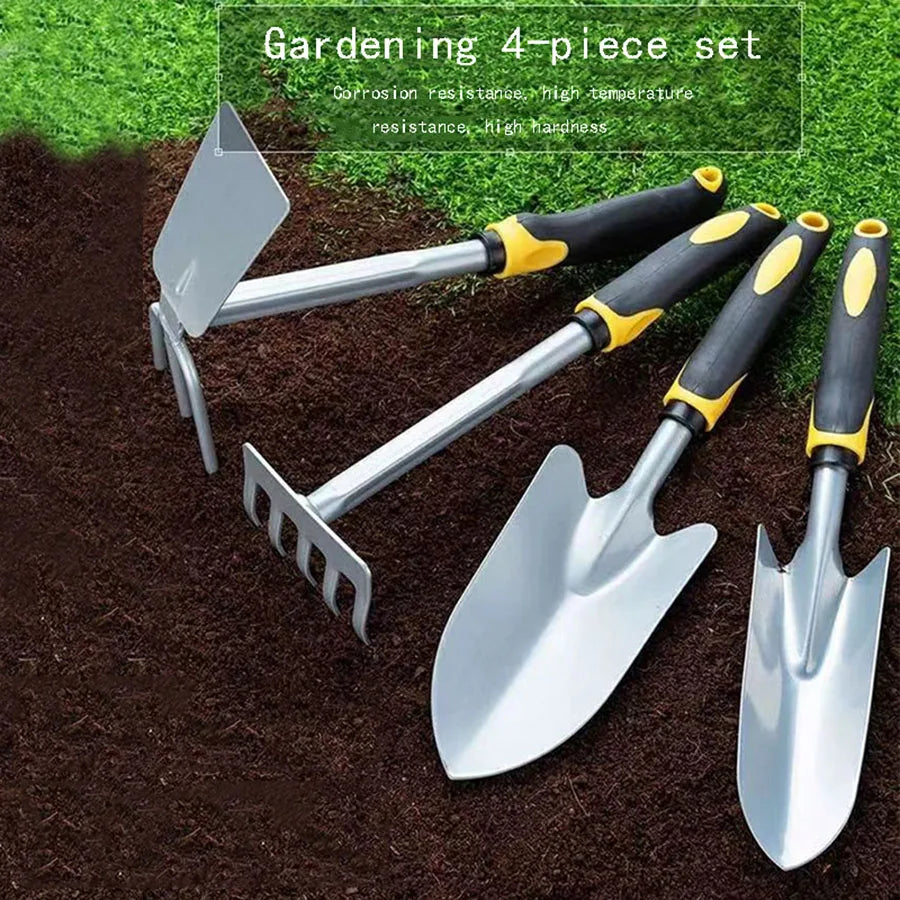 Maliben | Groviva Garden Tool Set 4-Pcs. | Stainless Steel | Hoe & Shovel | For Digging, Planting & Weeding