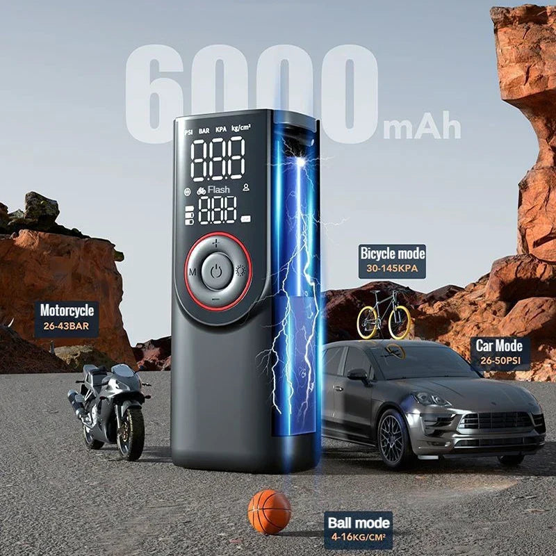 Maliben | Digital Battery Air Pump Airsure Pro | 150 Psi | 6000 Mah Powerbank | Led Light & Automatic Stop | For Car, Bicycle, Ball & More
