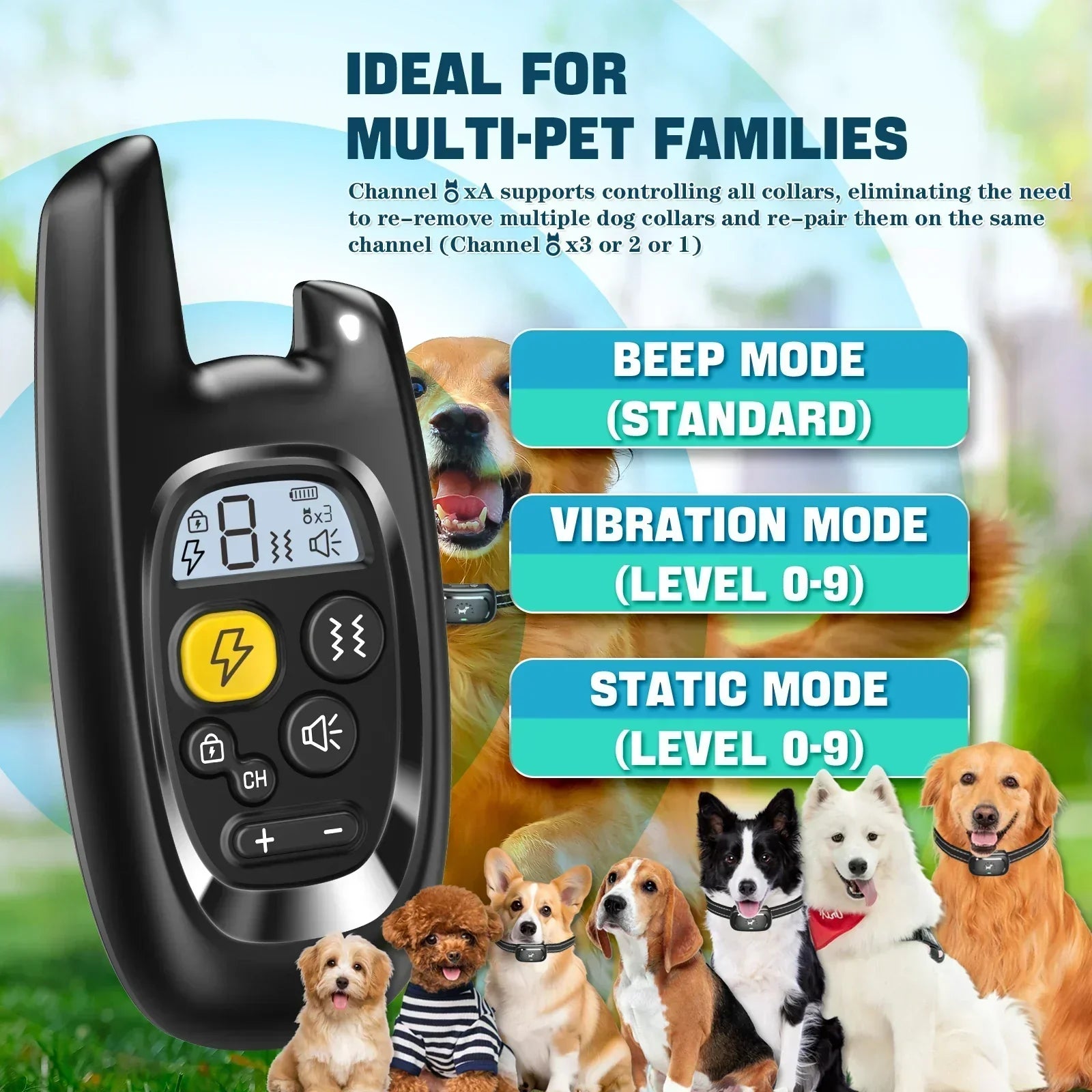 Maliben | Dog Training Collar with Remote – Shock Lock, Sound & Vibration Modes, Waterproof, 1600ft Range