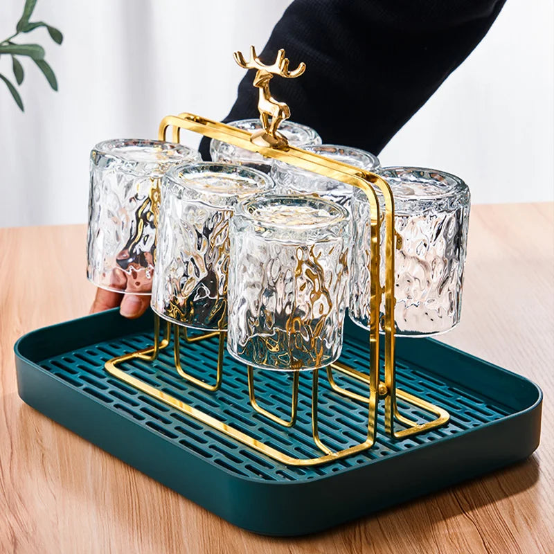 Maliben | Glacio Glass Cup Holder - Glass Party Holder With Reindeer Design For Luxurious Whisky Experience