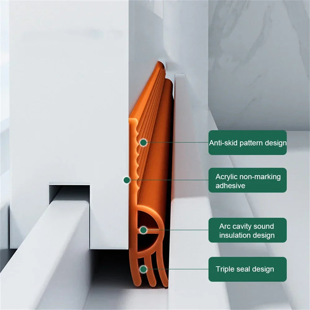 Maliben | Door Seal Silentseal Pro | Pvc Draft Stopper Without Adhesive | Soundproof & Energy-Saving | Washable & Customizable