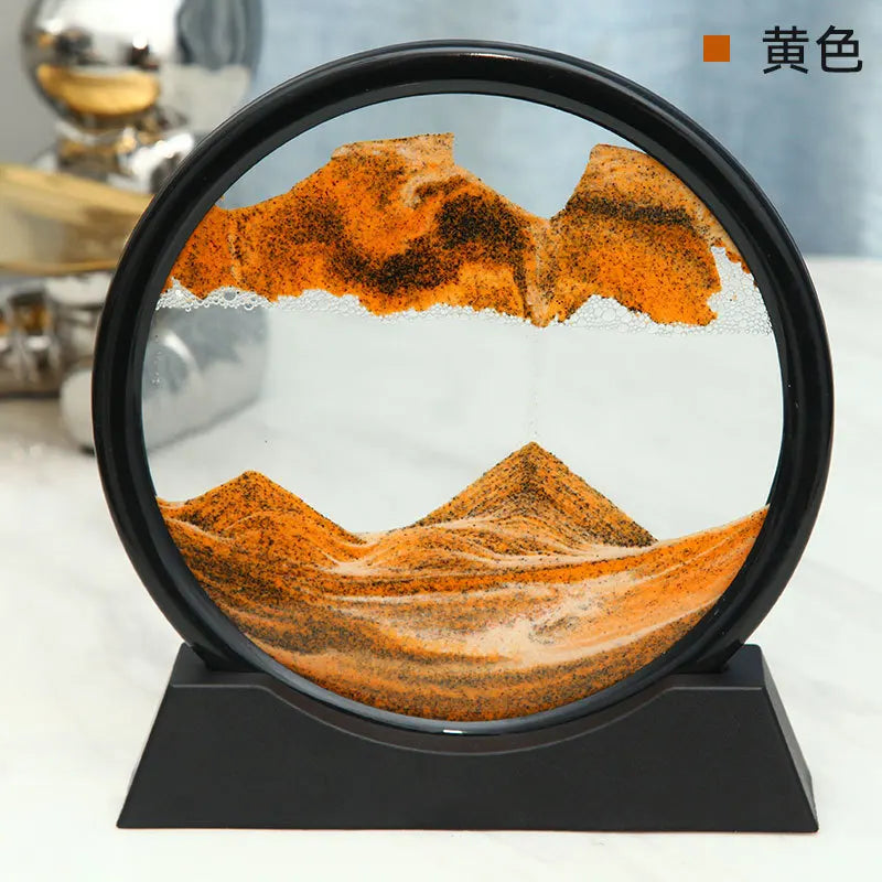 Maliben | 3d Sand Picture Aurelia Flow | MovIng Sand Art in Glass | Relaxation & Decoration | Round Design