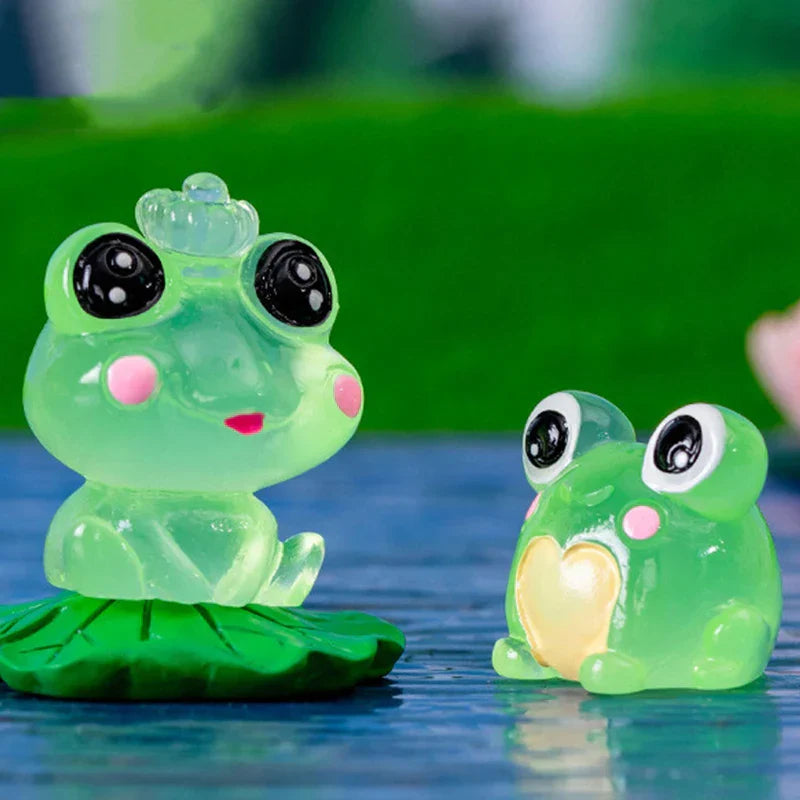 Maliben | Lumofrosch Figure Set | Glowing Mini Frogs | For Fairy Garden, Aquarium & Decoration