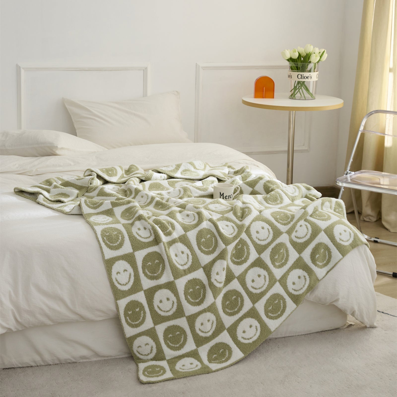 Maliben Smiley Checked Blanket