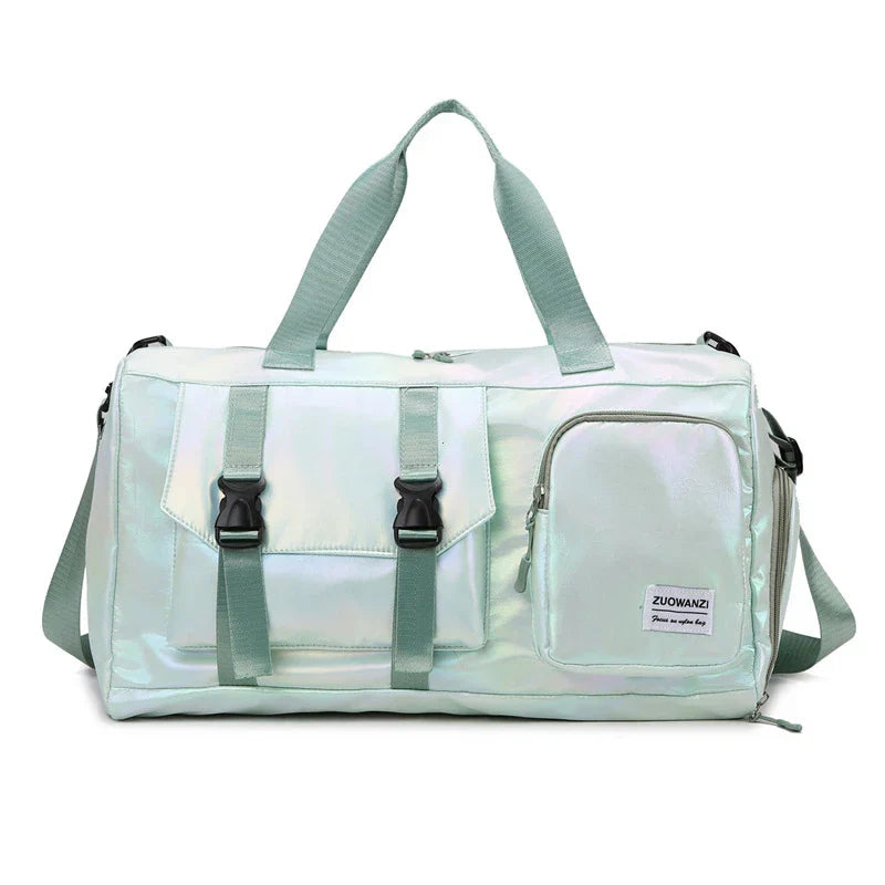 Maliben Lumivista Holographic Weekender Bag — Shoe Compartment