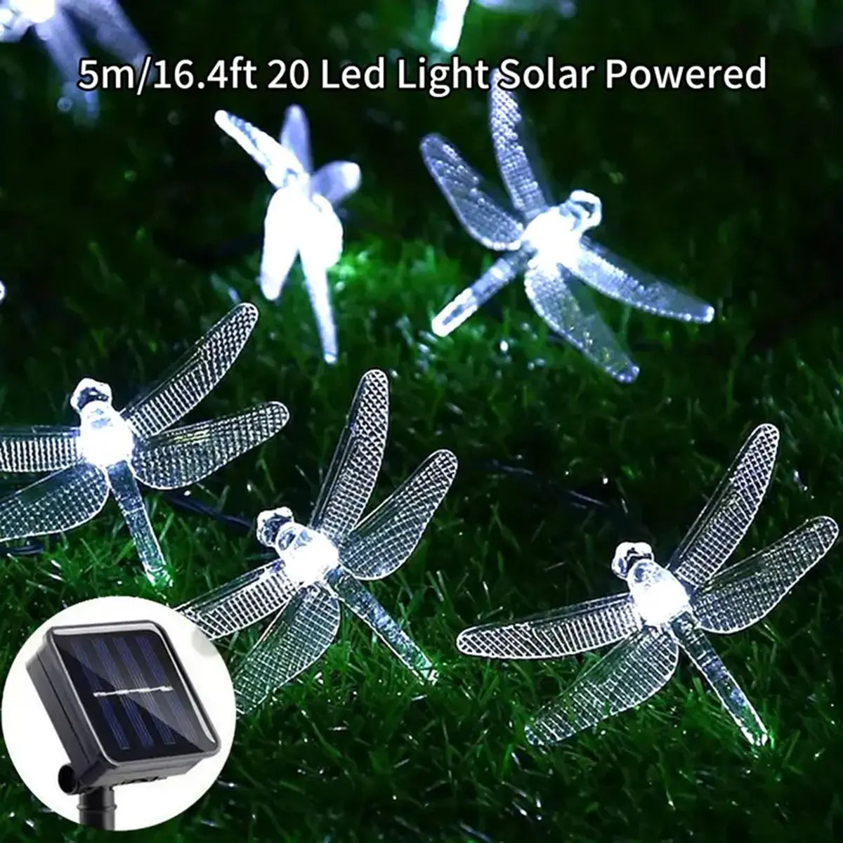 Maliben | Solar String Lights LuMila | 5 m With 20 Dragonfly Leds | 8 Modes | Waterproof & Suitable For Outdoor