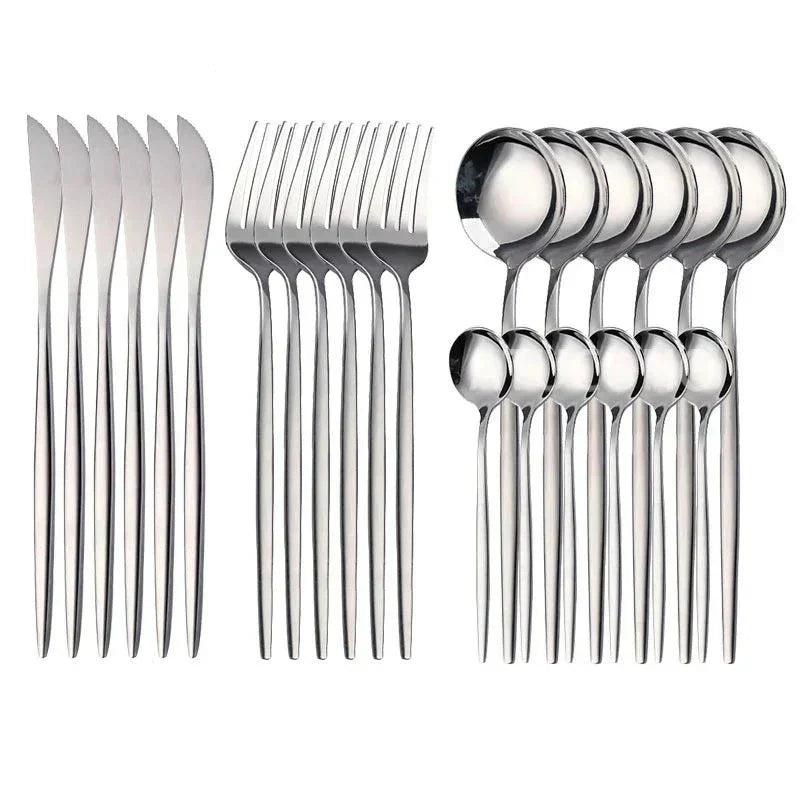Maliben | Golden Cutlery Set Luxury – 24-Piece For Stylish Dining Experience