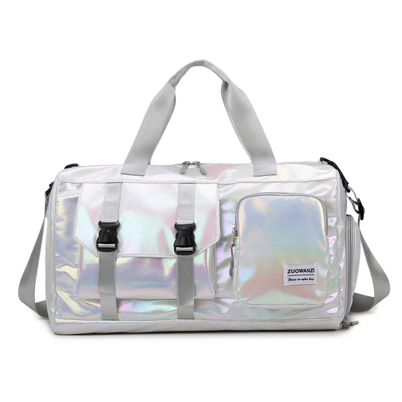 Maliben Lumivista Holographic Weekender Bag — Shoe Compartment