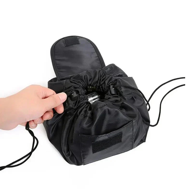 Maliben | Glamfold Cosmetic Bag | Spacious Bag With DrawstrIng For Stylish And Practical Use in Black
