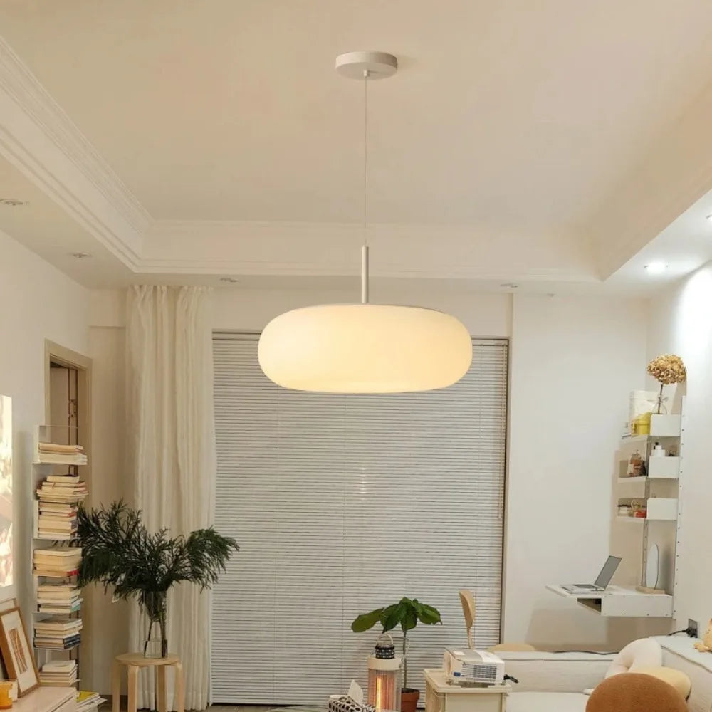 Maliben | Modern Cream Pendant Lamp In Simple Chandelier Style With Warm Led Lighting