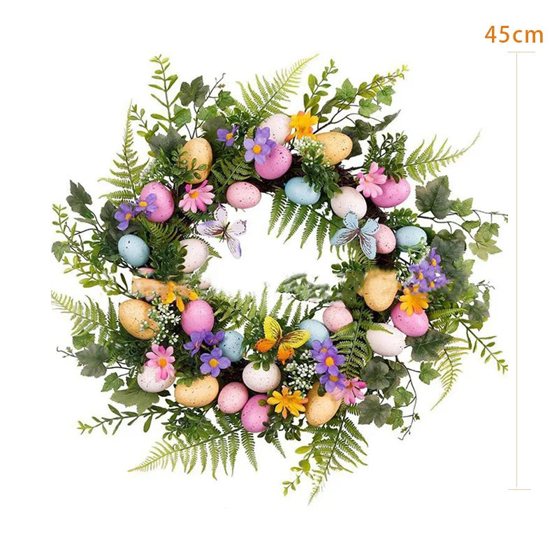 Maliben | 5 Style Bow Ribbon Easter Egg Wreath Easter Egg Garland Door Ornaments Wall Decor Happy Easter 2023 Decor for Home Kids