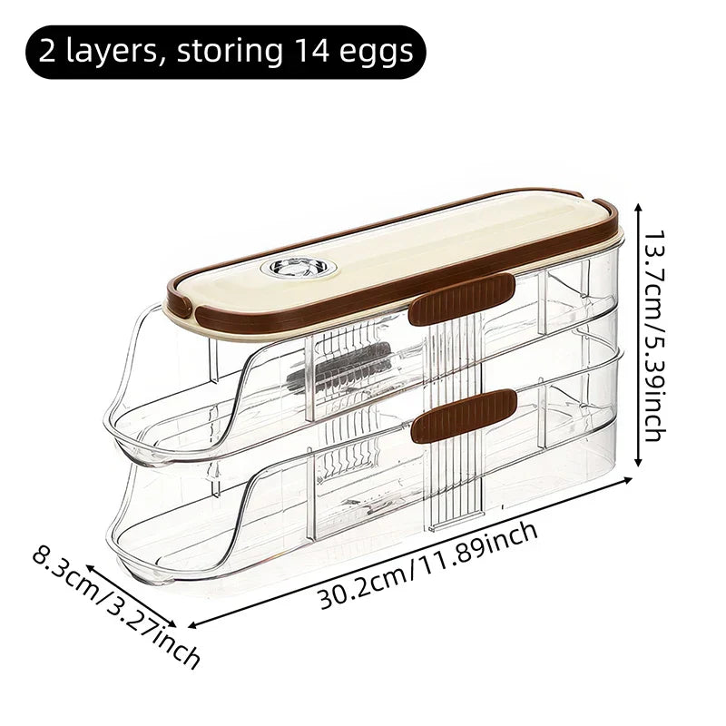 Maliben | Fridge Organizer Automatic Rolling Transparent Egg Storage Box