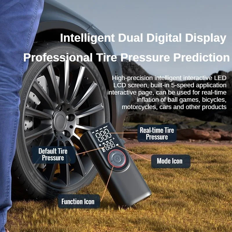 Maliben | Digital Battery Air Pump Airsure Pro | 150 Psi | 6000 Mah Powerbank | Led Light & Automatic Stop | For Car, Bicycle, Ball & More