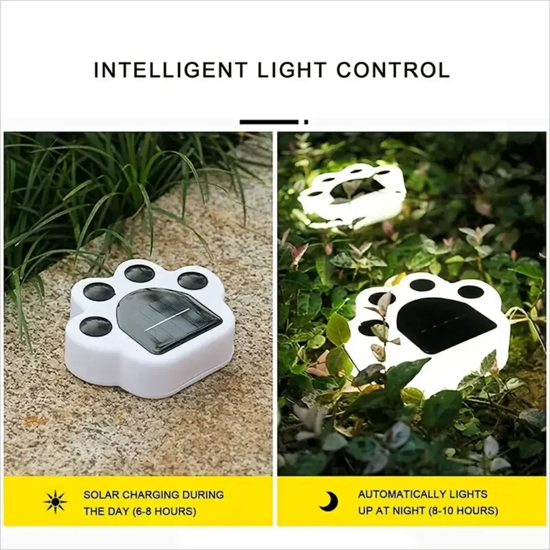 Maliben | Glowing Paw Led Solar Pathway Outdoor Lights