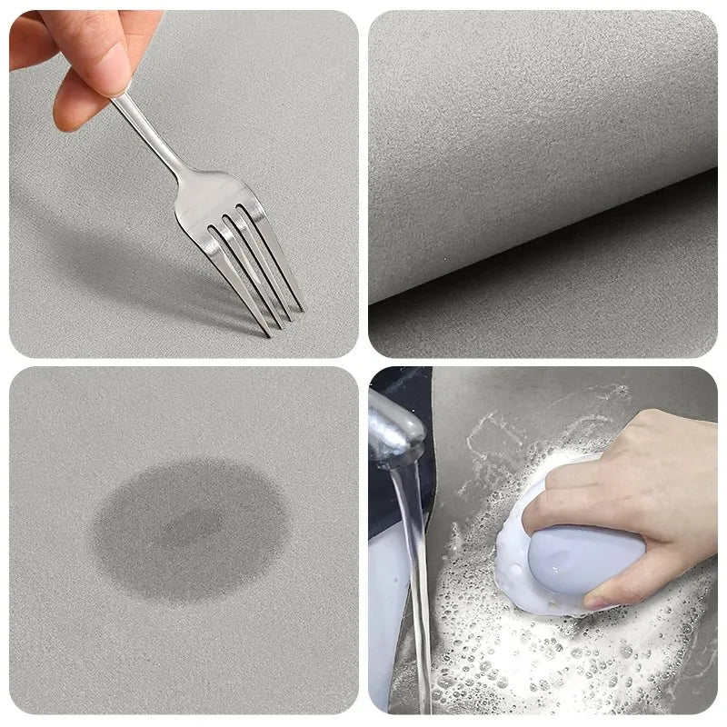 Maliben | Kitchen & Bath Mat Aquastone | Diatomite & Velvet Look | Super Absorbent & Non-Slip | Washable & Durable