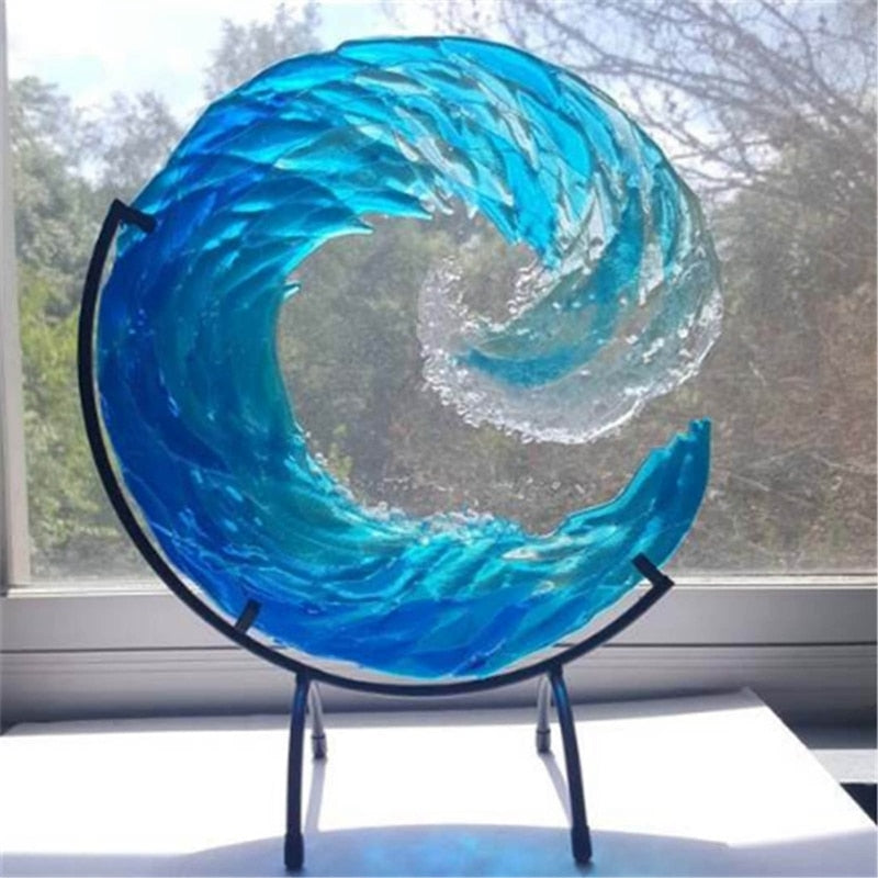 Maliben | Glass Sculpture Of Ocean Wave - Aquawave