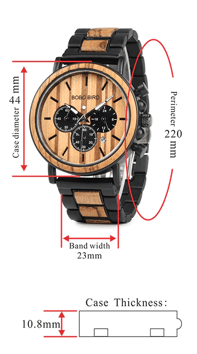 Maliben | Wooden Men's Watch Military Chronograph