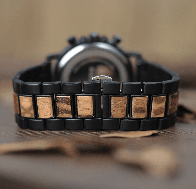 Maliben | Wooden Men's Watch Military Chronograph