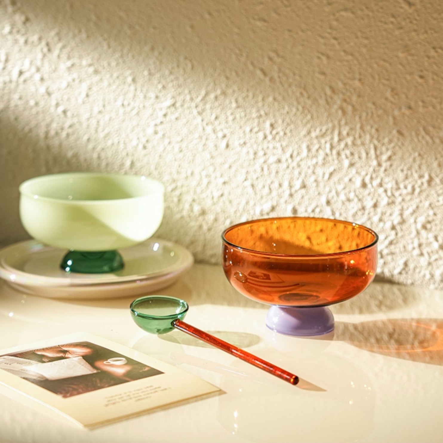 Maliben | Colorful borosilicate dessert bowl with spoon