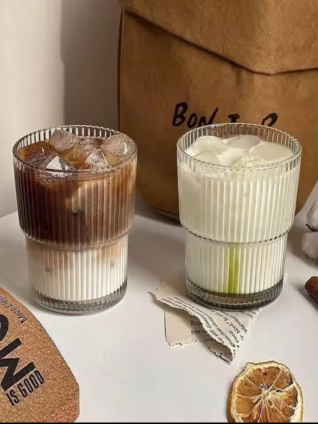 Maliben | 6Pc ribbed glasses